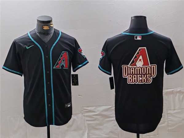 Mens Arizona Diamondbacks Black Team Big Logo Cool Base Stitched Baseball Jersey